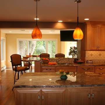 Warm Natural Maple Kitchen Remodel | Granite Island, Open Plan Design