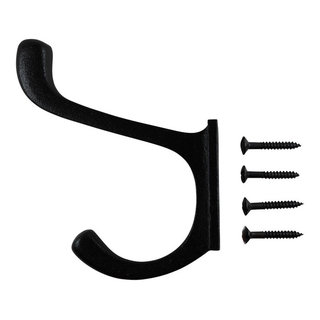 Double Coat Robe Wall Mount Hooks Black Wrought Iron 4 L Hat or Jacket  Hanger - Transitional - Wall Hooks - by Renovators Supply Manufacturing