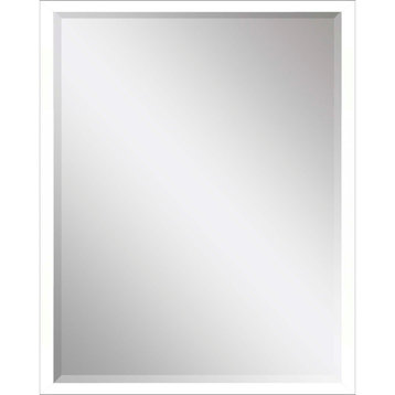 Framed Beveled Mirror, White, 26"x38"