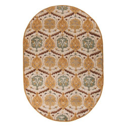 Caesar Foliar Pattern Oval Rug - Area Rugs