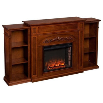 SEI Furniture Chantilly Bookcase Electric Fireplace in Oak