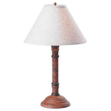 Wood Table Lamp With Punched Tin Shade Distressed Farmhouse Finishes, Pumpkin