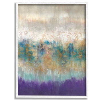 Elegant Purple Grey Gold Brush Stroke Abstract Painting, 11 x 14