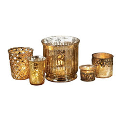 Audrey 5 in., 4 in., 3 in. and 2 in. Silver Mercury Glass Candle Holders (Set of - Candleholders