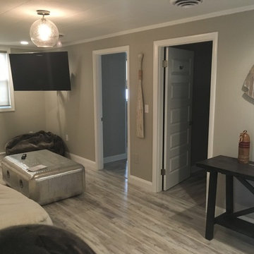 Transitional Kitchen & Living Room
