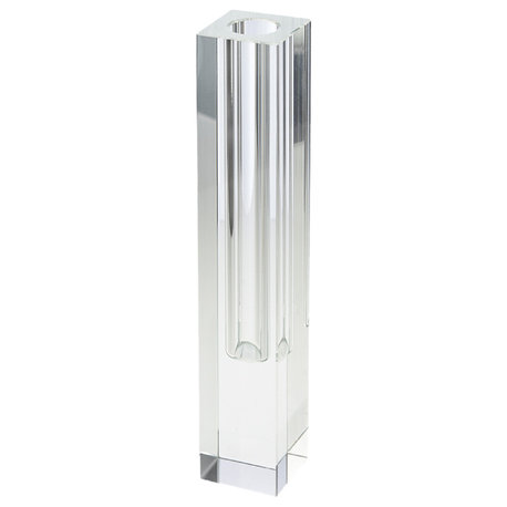 Modern Crystal Square Bud Vase for Flowers, Large