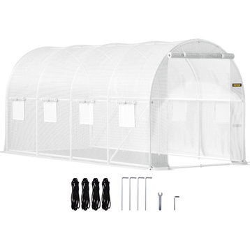 VEVOR Walk-in Tunnel Greenhouse Galvanized Frame & Waterproof Cover 15x7x7 ft