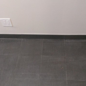 MASTER BATHROOM - Large Wave Tile Shower / Penny Tile Wainscot / Ikea Cabinets