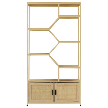 Gewnee Rattan bookshelf 7 tiers Bookcases Storage Rack
