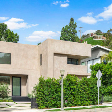 Modern Beverly Hills Custom Home Exterior with Clean Stucco Lines