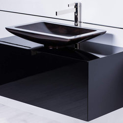 40 inch black bathroom vanity with rectangular vessel sink and faucet comboa - Bathroom Fixtures