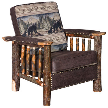 Hickory Log Arm Chair With Faux Leather Arms and Accents, R. Bradley