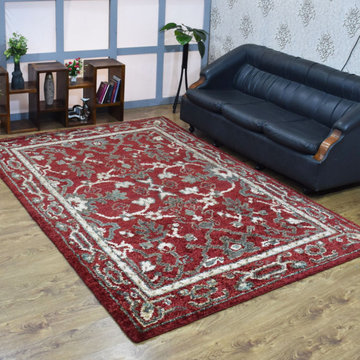 HAND KNOTTED JUTE ECO-FRIENDLY AREA RUGS - Rectangle, Red, Oriental Pattern