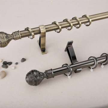 QYR62 Coree 28mm Diameter Steel Curtain Rod Set With Ball Finial