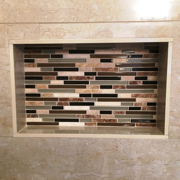 MASTER BATHROOM - Free Standing Tub / Crema Marfil Tile / White Reef Granite