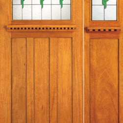 Stained Glass Mission Style, Mahogany Prehung Door and Sidelite - Front Doors