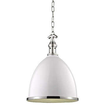 Hudson Valley Viceroy 1-LT Small Pendant 7714-WPN - White/Polished Nickel