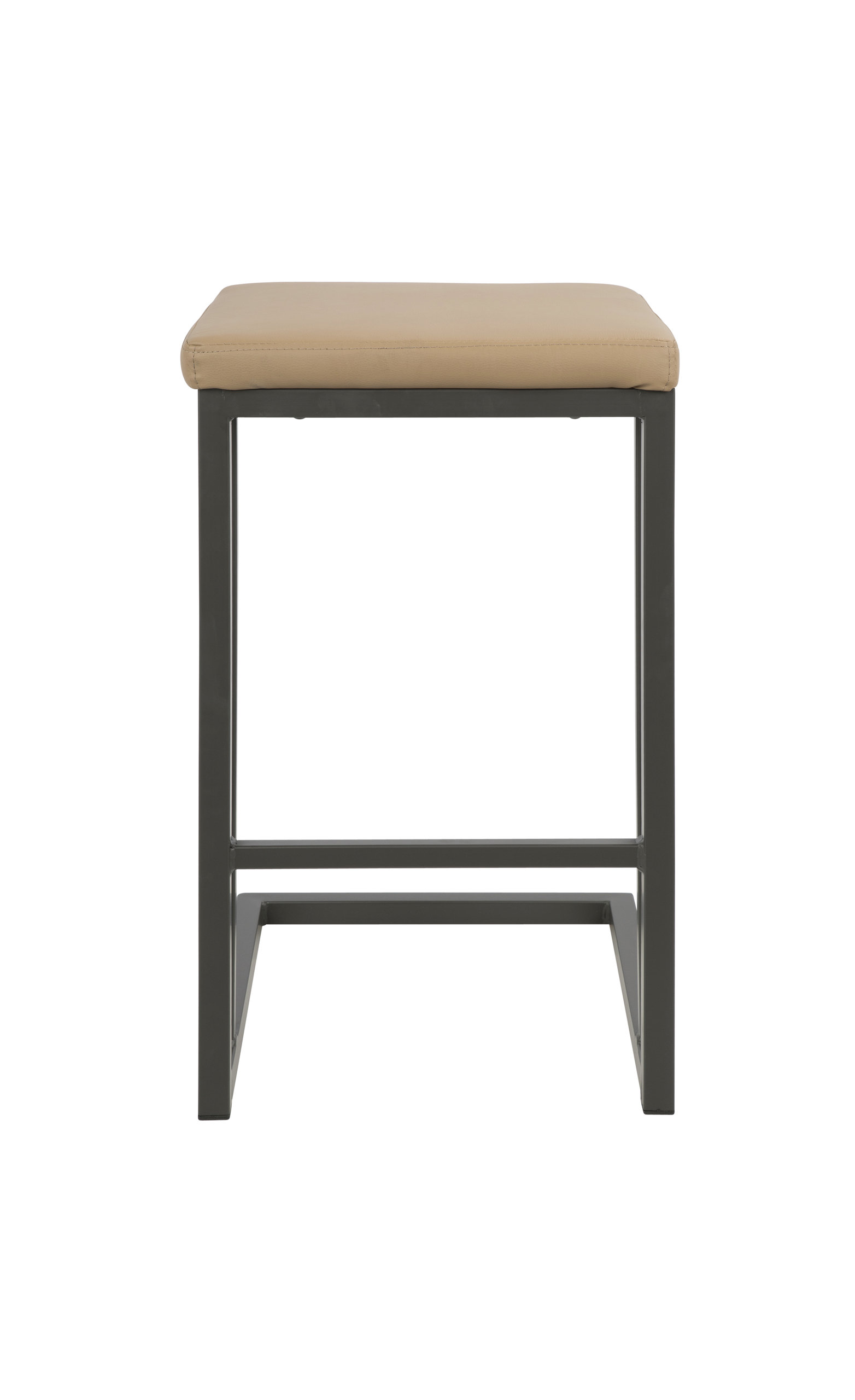 LumiSource Roman Counter Stool With Gray Frame and Camel PU Leather, Set of 2