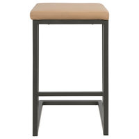 LumiSource Roman Counter Stool With Gray Frame and Camel PU Leather, Set of 2