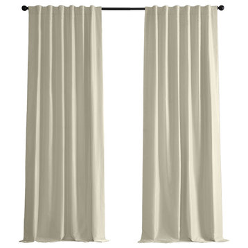 Blackout Vintage FauxDupioni Silk Curtain, Single Panel, Off White, 50"x108"