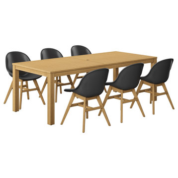 Amazonia 7 Piece Rectangular Patio Dining Set, Black Plastic/Resin Chairs
