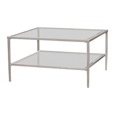 Tipton Square Metal/Glass Open Shelf Cocktail Table, Silver