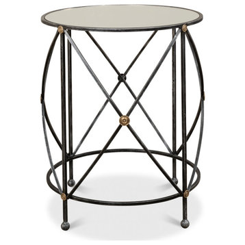 Drum & Fife Lamp Table With Mirror Glass Tp