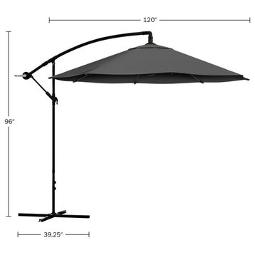 Patio Umbrella 10 ft Offset Cantilever Umbrella Backyard Shade With Crank, Gray