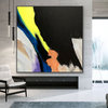Strong 60x60 IN Black neon modern Art Large Abstract Painting White Minimal Art