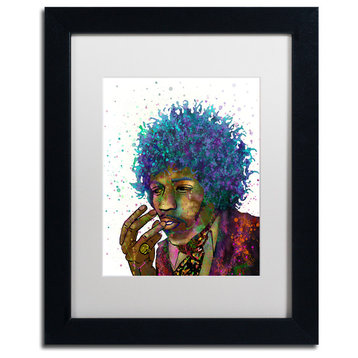 Marlene Watson 'Jimi Hendrix' Framed Art, Black Frame, 11"x14", White Matte