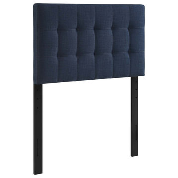 Lily Twin Tufted Upholstered Fabric Headboard, Navy