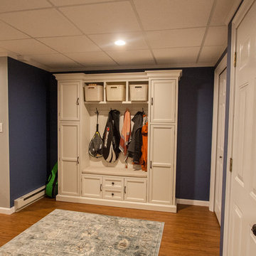 Gorgeous Basement Family Room, Mudroom, and Bathroom