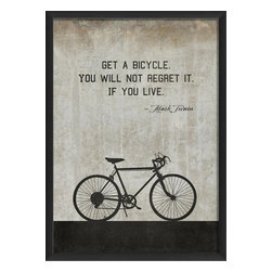 The Artwork Factory - Bicycle Twain on Framed Artwork, White, Large - Prints And Posters