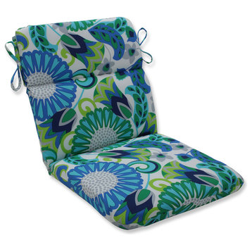 Outdoor/Indoor Sophia Turquoise/Green Rounded Corners Chair Cushion