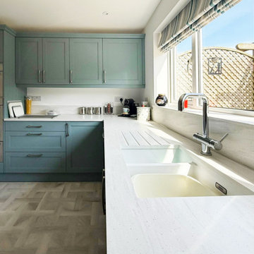 Blue-Green Shaker Kitchen in Thrapston