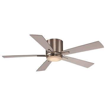 52"Ceiling Fan, Brushed Nickel With Opal Glass