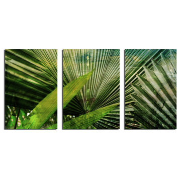 Green Palm Canvas Wall Art 3-Piece