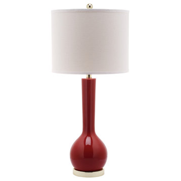 Safavieh Mae Long Neck Ceramic Table Lamp, Chinese Red