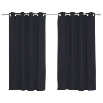 Solid Cotton Blackout Curtain, Navy, 52"x84"