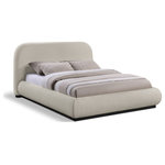 Meridian Furniture - Vaughn Bed, Beige, Queen, Chenille Fabric, Black Finish - Transform your bedroom into a cozy and inviting retreat with the Vaughn Queen Bed. With its rich beige chenille textured fabric and solid wood base in a black finish, this bed exudes a warm and inviting ambiance that will make you feel right at home. Its soft and plush surface provides a cozy and comfortable retreat, while its sturdy and durable construction ensures that you can enjoy long-lasting comfort. So go ahead, treat yourself to a restful night's sleep in this exquisite bed, and wake up feeling refreshed and rejuvenated.