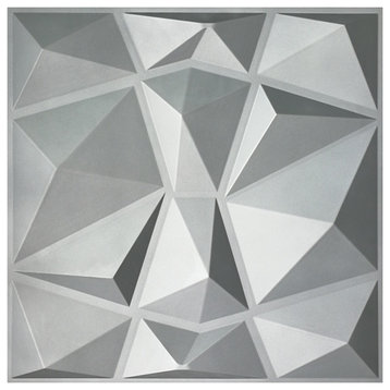 19.7"x19.7" Textures 3D Decorative Wall Panels Diamond Design, Set of 12, Gray