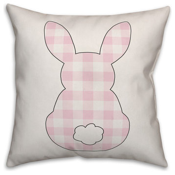 Pink Buffalo Check Sitting Bunny Silhouette 16x16 Throw Pillow Cover