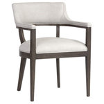 Sunpan - Brylea Dining Armchair, Gray - A mid-century modern dining armchair chair with an open back design. Stocked in saloon light grey or saloon light gray leather with an exposed solid oak wood frame.