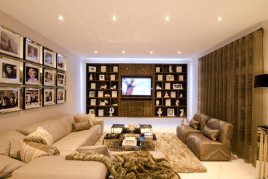 Large contemporary family room in West Midlands.
