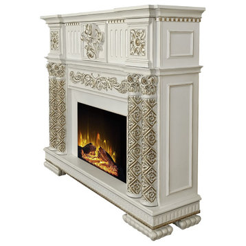 ACME Vendome Fireplace in Antique Pearl Finish
