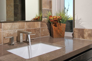 Minimalist bathroom photo in Phoenix with quartzite countertops