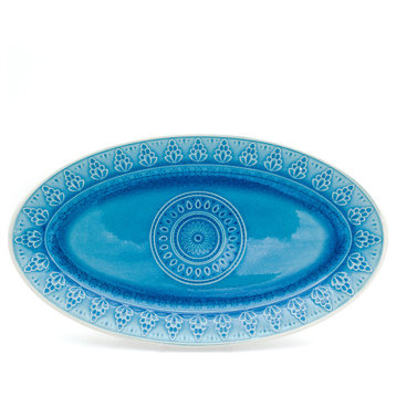 Euro Ceramica Fez Oval Platter, Turquoise