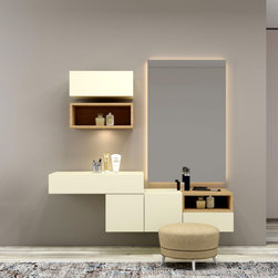 Dressing Table Custom Storage in Alabster White & Lugano by Inspired Elements - Dressing Tables