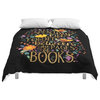 Folded Between The Pages Of Books - Floral Black Comforters - King: 104  x 88
