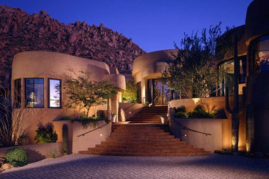 Large double front door photo in Phoenix with a dark wood front door